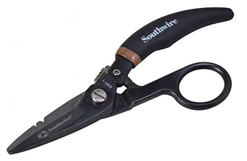 Southwire - ESP-1 Tools & Equipment ESP1 Electrician Scissors DataComm Snips; Durable Serrated Blade; Built in Notches; Precise Control; Textured Grip Handle for Added Comfort; Nickle Finished Plate - Image 1