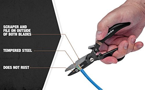 Southwire - ESP-1 Tools & Equipment ESP1 Electrician Scissors DataComm Snips; Durable Serrated Blade; Built in Notches; Precise Control; Textured Grip Handle for Added Comfort; Nickle Finished Plate - Image 3