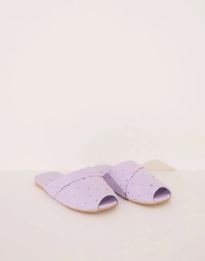 women'secret Lilac Pink Rhinestone Slippers