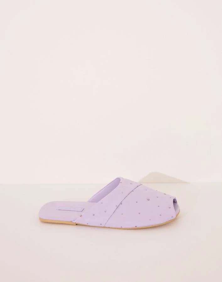 women'secret Lilac Pink Rhinestone Slippers
