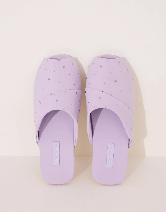 women'secret Lilac Pink Rhinestone Slippers