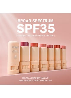 KYDA KYDA Mineral Color Balm, SPF 35, Creamy Blendable Color for Lips&Cheeks, Buildable Shimmer Finish, Lightweight Formula, Multiuse Makeup Stick, BLUSH  - Image 3
