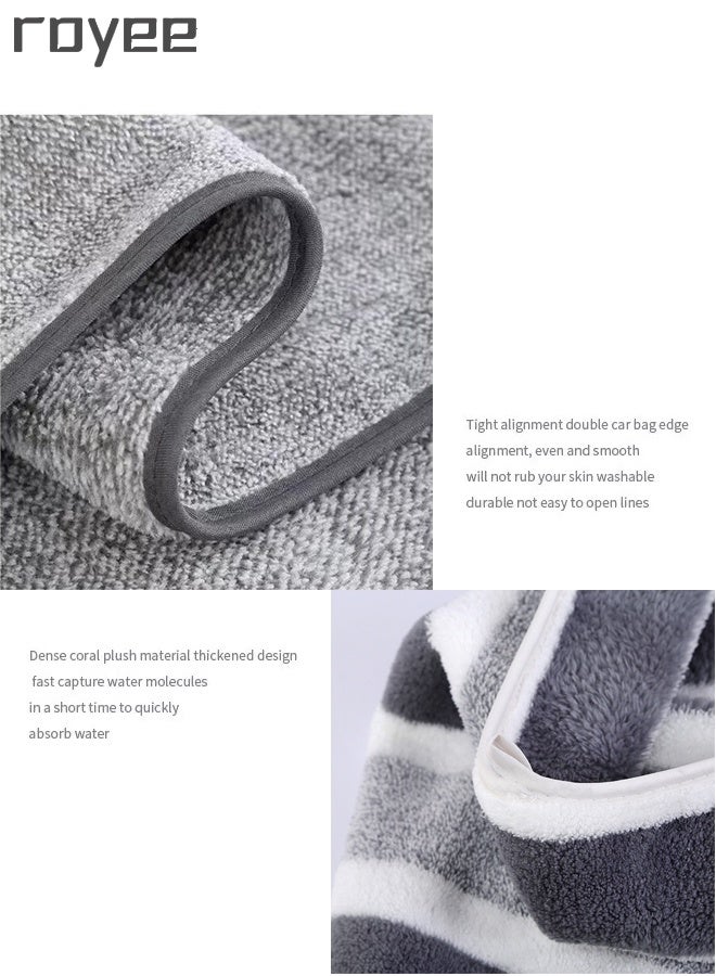 Royee 2Pcs Adult Bath Towel Set With Face Towel, Quik Dry Coral Fleece Beach Towels For Man and Woman(35*75cm+70*140cm) - Image 2