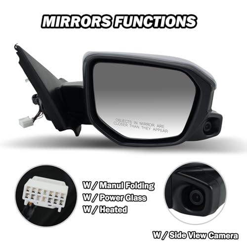 MOFOAP Passenger Side Mirror Compatible with 2016 2017 2018 2019 2020 2021 Civic Mirror with View Camera Power Heated (Paintable) - Image 3