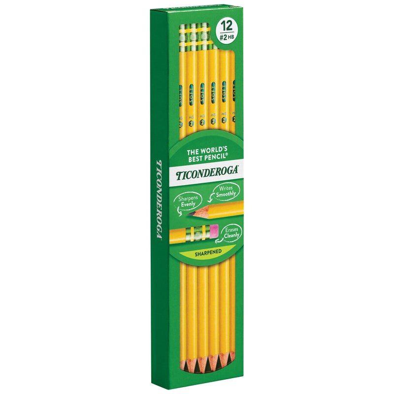 Ticonderoga Wood-Cased Pencils, Pre-Sharpened, 2 HB Soft, Yellow, 12 Count - Image 5