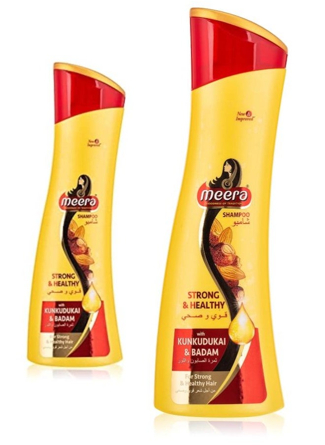 MEERA Set Shampoo with Kunkudukai & Badam for Strong & Healthy Hair 2Pcs 340 ml + 180 ml 