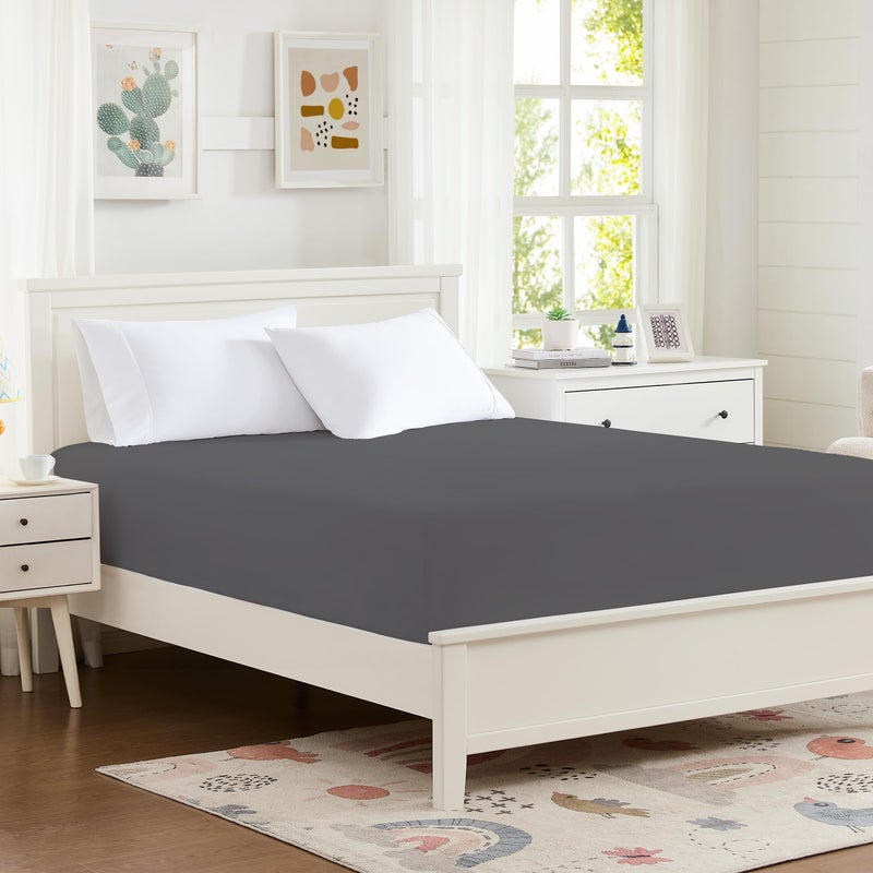 Hotella 100% Microfiber Ultra Soft 60"x80" Queen Size Fitted Sheet Only, Up to 14 inch Deep Pocket Bottom Sheet, Stay in Place Hotel Bedding Matress Protector, Machine Washable, Non-Fade, Dark Gray - Image 1