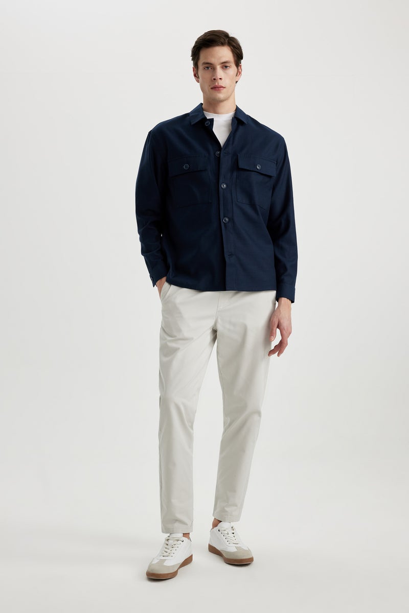 DeFacto Blue Man Relax Fit Long Sleeve Overshirt Casual - Image 2