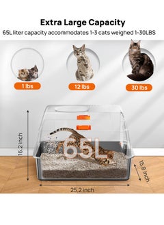 Kidle Large Stainless Steel Cat Litter Box Cat Litter Box with Lid Extra Large Litter Box for Big Cats Metal Litter Tray Enclosed Sides Stainless Steel Litter Box  - Image 2