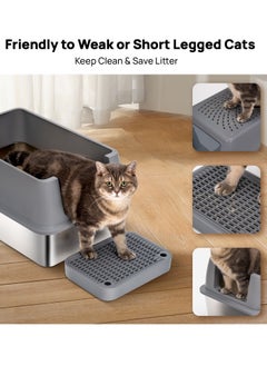 Kidle Large Stainless Steel Cat Litter Box Cat Litter Box with Lid Extra Large Litter Box for Big Cats Metal Litter Tray Enclosed Sides Stainless Steel Litter Box  - Image 3