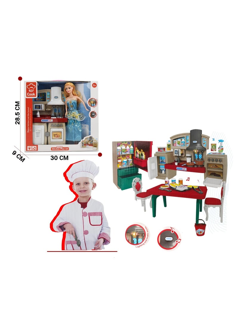 New Design Home Kitchen Toys Pretend Play Set Children Toy Kitchen Cabinet With Sound and Light for Kids