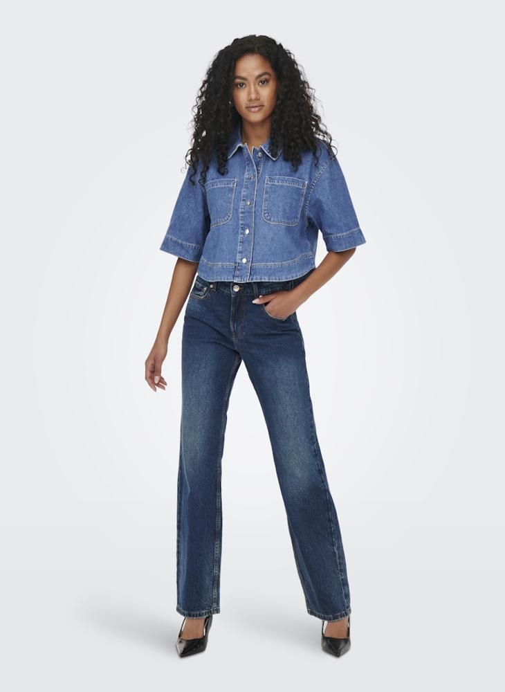 ONLY Onlcleo Life Short Crop Denim Shirt - Image 4