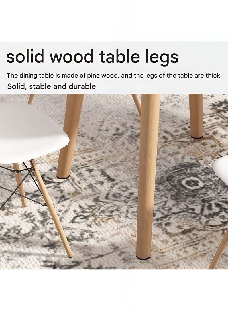 M-Smart 3-Piece Modern Design Dining Table Set, Wooden Table 80x72cm with 2 Dining Chairs with Leather Padded Seats and Natural Wood Legs, Ideal for Dining Rooms and Cafes - White - Image 5