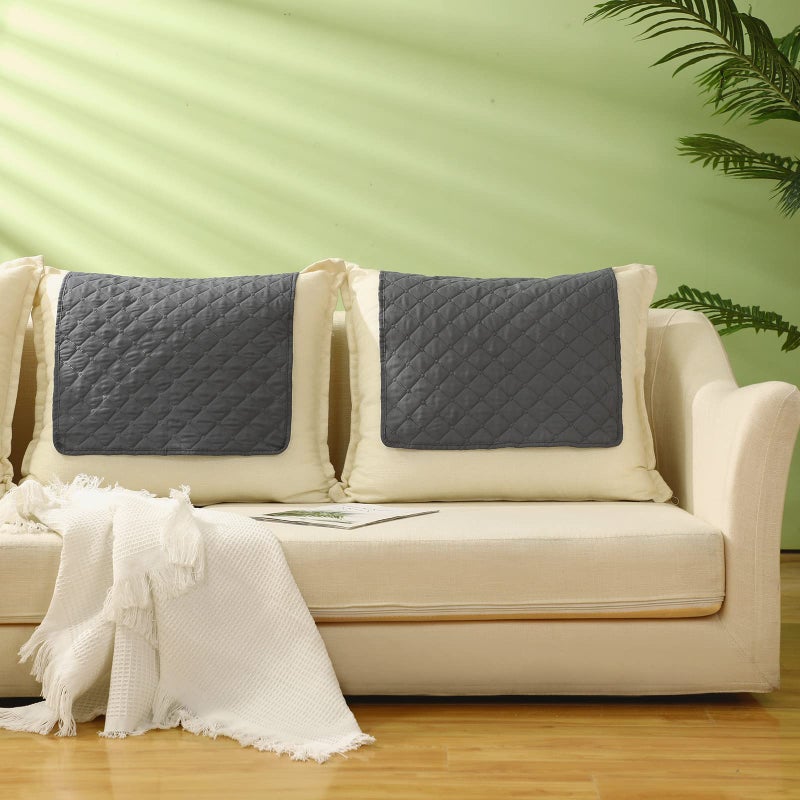 Panelee 2 Pcs Headrest Cover for Recliner Chair Sofa Headrest Cover Head Protector Furniture Protector for Recliner Sofa SlipcoversGray