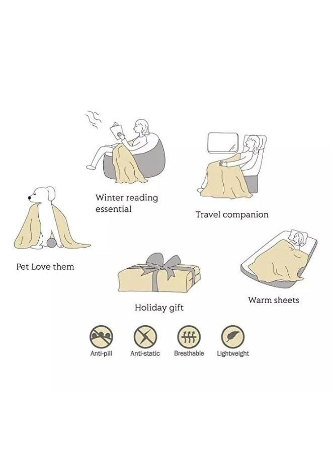 LUNA Home - Fleece blanket 200*230cm, super soft checkered blanket with a bear, gray. - Image 1