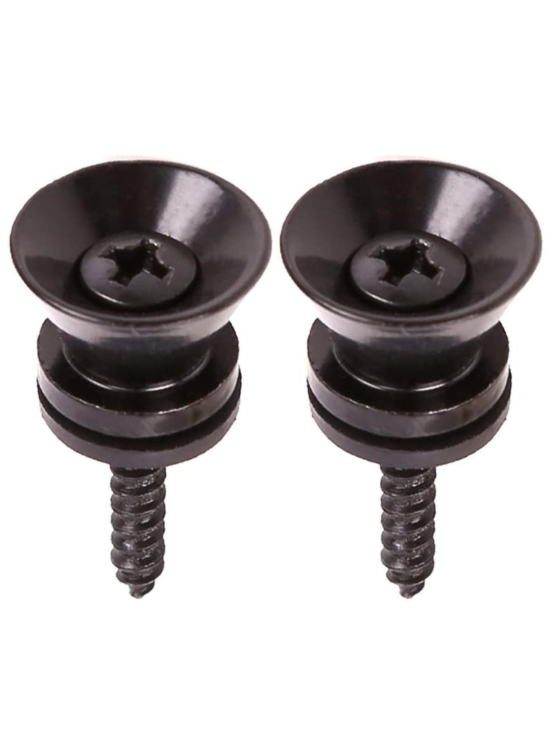 SOLDOUT Guitar Strap Lock Strap Screw Lock Button Guitar Buckle Professional Electric Guitar Bass Pins Guitar Parts Accessories (Pack of 2, Black) - Image 1