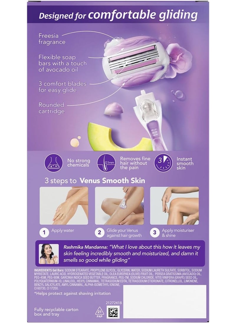 Venus Breeze Hair Removal Razor for Women with Avocado Oils & Body Butter, Freesia Scent - Image 4