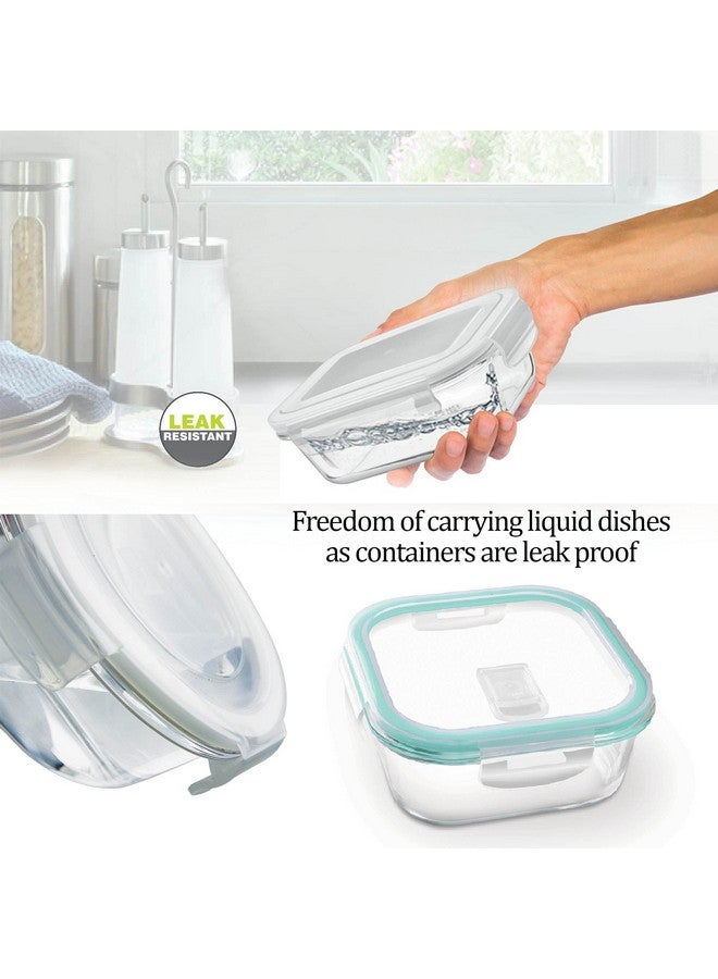 TREO تريو من ميلتون مجموعة صناديق غداء زجاجية مربعة طازجة من 3 قطع، شفافة، 320 مل لكل منها، مع حقيبة غداء، آمنة للاستخدام في الميكروويف وغسالة الصحون، حاويات مانعة للتسرب، زجاج بوروسيليكات، تيفين مكتبي، رمادي - Image 4