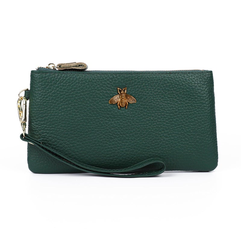 imeetu Women's Wristlet Clutch Purse Leather Cell Phone Wallet Handbag with Wrist Strap (Green) - Image 1