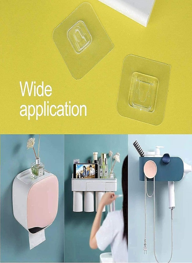Dealsure Plastic Self Adhesive Male Female Wall Hooks 6 Kg Max Magic Transparent Sticker Hooks For Hanging Mobile Case Spike Guards Toilet Brush Photo Frames Bathroom Kitchen Accessories (Pack Of 20) - Image 2