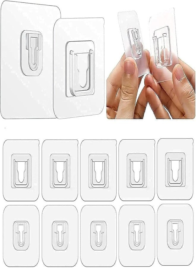 Dealsure Plastic Self Adhesive Male Female Wall Hooks 6 Kg Max Magic Transparent Sticker Hooks For Hanging Mobile Case Spike Guards Toilet Brush Photo Frames Bathroom Kitchen Accessories (Pack Of 20) - Image 1