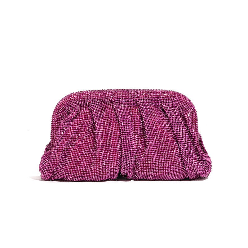 Rhinestone Cloud Bag 2024 Pleated Women'S Bag Texture High-End Cosmetic Bag Niche Messenger Bag - Image 1