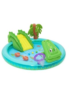 Bestway Bestway Play Center Crocodile Cove 224x181x72cm | Kiddie Pool with Slide | Inflatable Pool for Toddlers and Kids  - Image 1