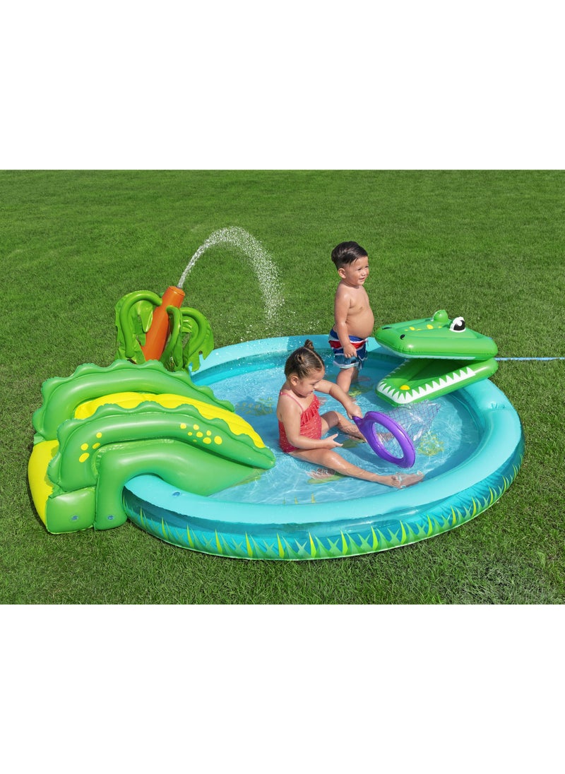 Bestway - Bestway Play Center Crocodile Cove 224x181x72cm | Kiddie Pool with Slide | Inflatable Pool for Toddlers and Kids - Image 1