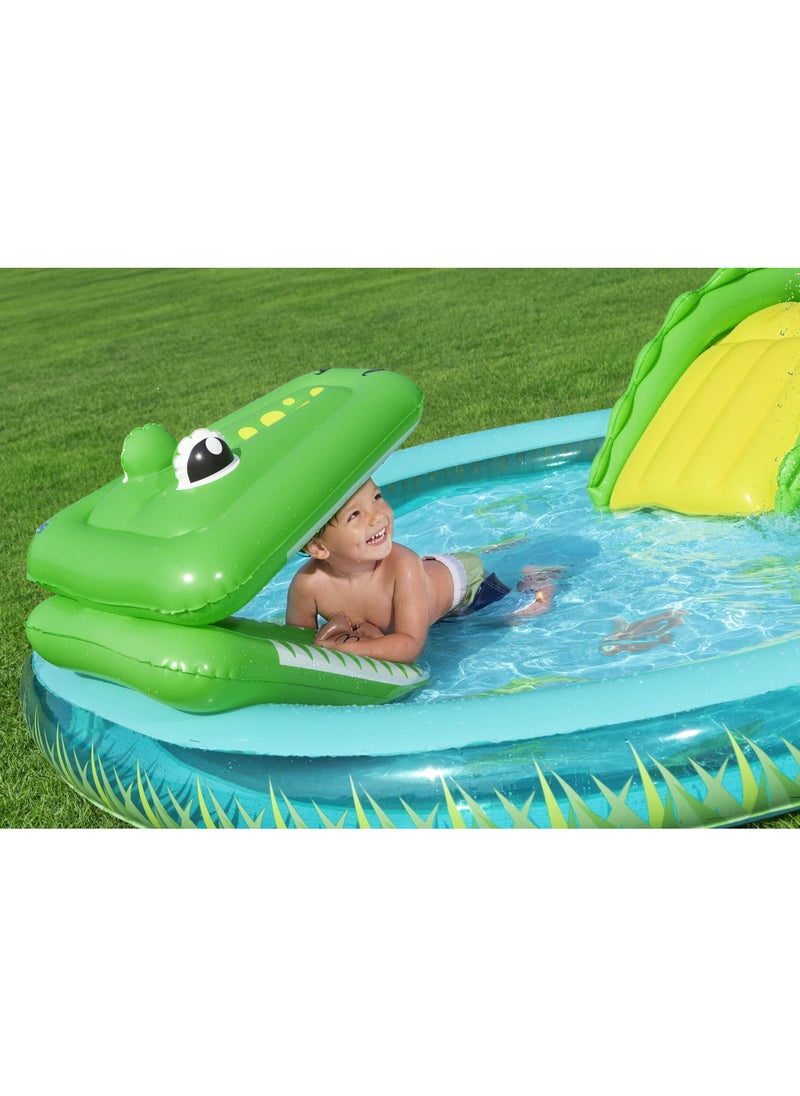 Bestway - Bestway Play Center Crocodile Cove 224x181x72cm | Kiddie Pool with Slide | Inflatable Pool for Toddlers and Kids - Image 1