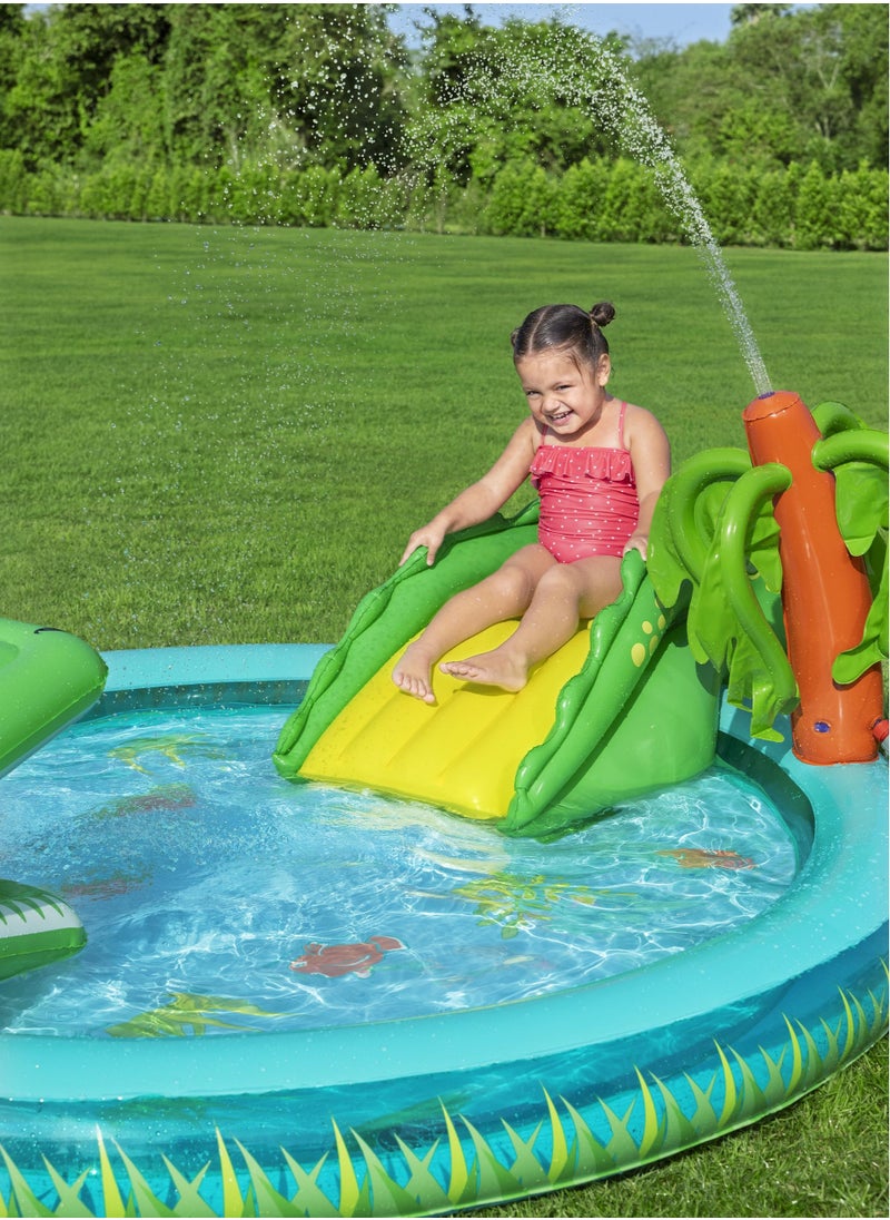 Bestway - Bestway Play Center Crocodile Cove 224x181x72cm | Kiddie Pool with Slide | Inflatable Pool for Toddlers and Kids - Image 1