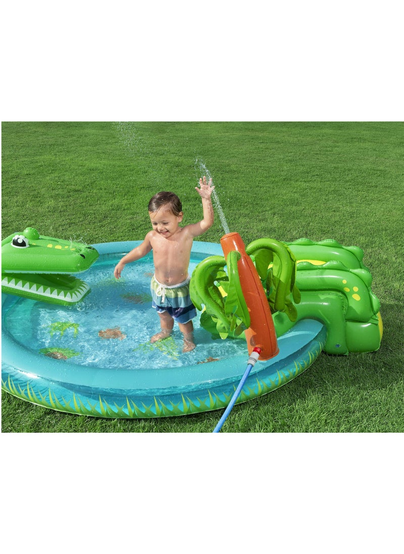 Bestway - Bestway Play Center Crocodile Cove 224x181x72cm | Kiddie Pool with Slide | Inflatable Pool for Toddlers and Kids - Image 1