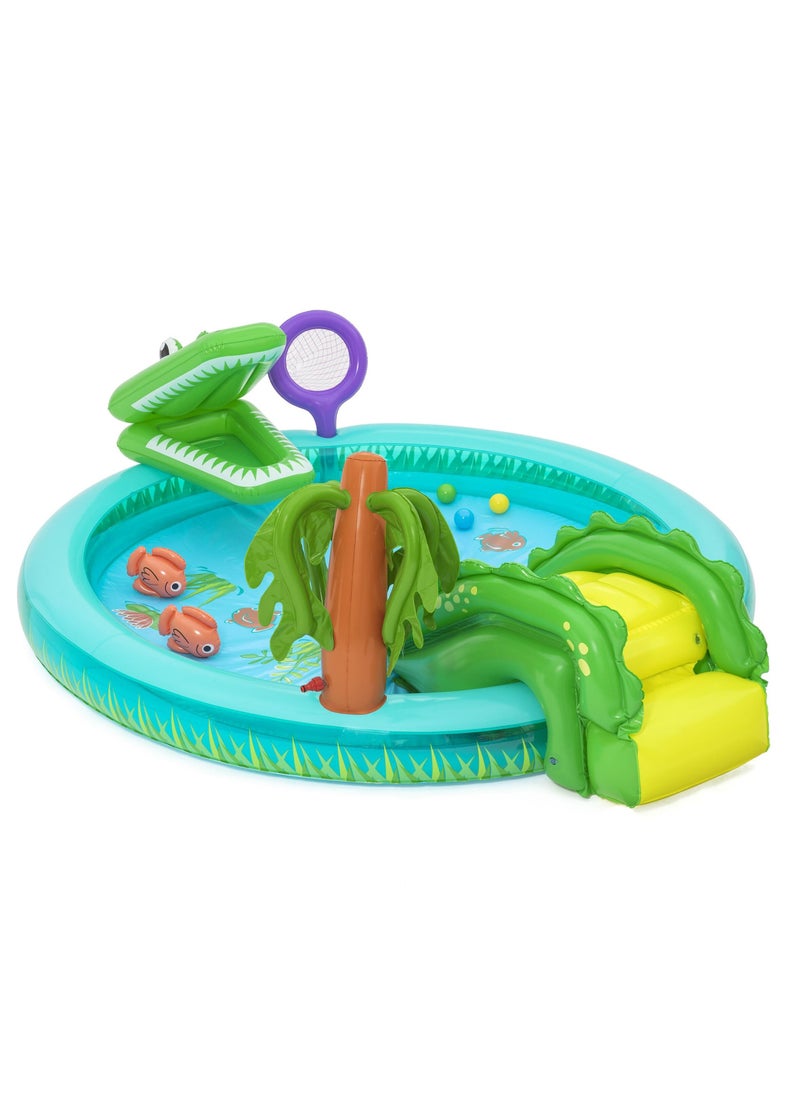 Bestway - Bestway Play Center Crocodile Cove 224x181x72cm | Kiddie Pool with Slide | Inflatable Pool for Toddlers and Kids - Image 1