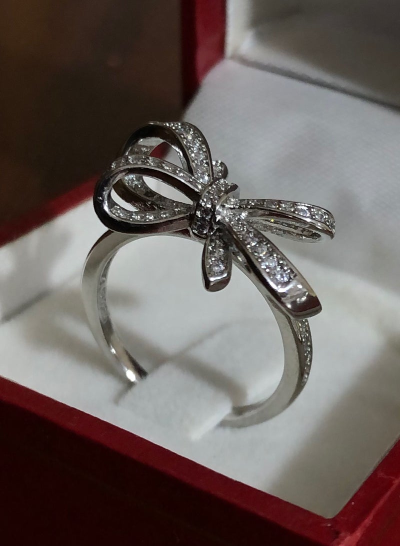 بلو لاين خاتم نسائي مطلي باللون الفضي ومرصع بالزركون مقاس 7 - Image 1