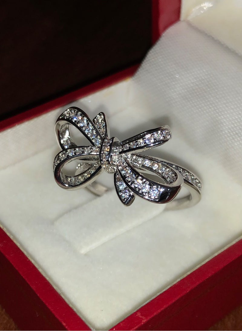 بلو لاين خاتم نسائي مطلي باللون الفضي ومرصع بالزركون مقاس 7 - Image 4