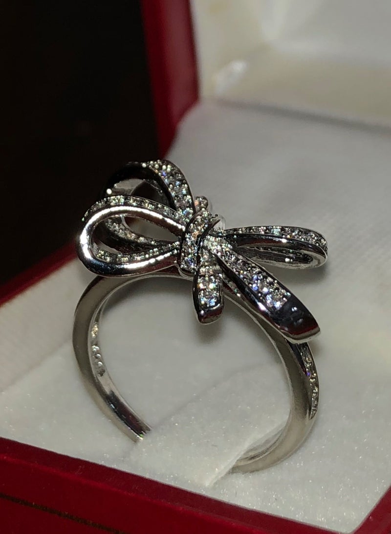 بلو لاين خاتم نسائي مطلي باللون الفضي ومرصع بالزركون مقاس 7 - Image 5