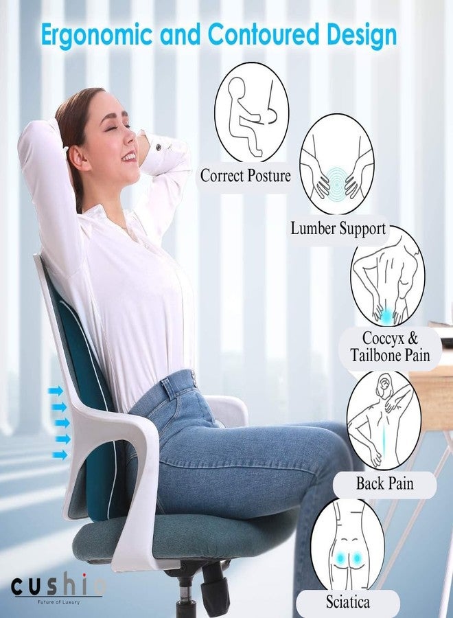 CUSHIO وسادة دعم أسفل الظهر من إسفنج الذاكرة من كوشيو، وسادة دعم الظهر لكرسي المكتب لتخفيف آلام الظهر، وسادة دعم أسفل الظهر بحزام قابل للتعديل (شبكي أسود) - Image 2