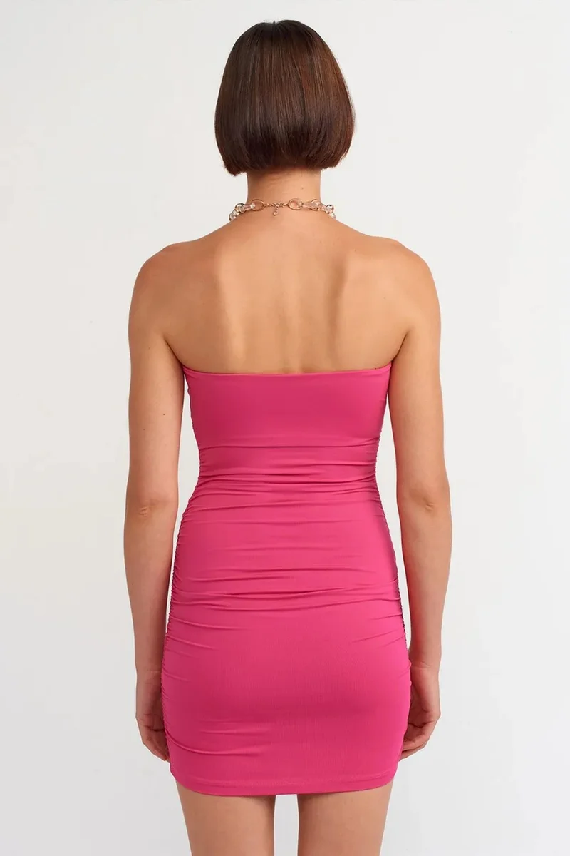 Dilvin Bright Pink DILVIN Strapless Bodycon Mini Dress for Women | Best Price UAE