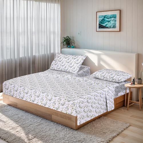 RUVANTI 100 Cotton Percale Sheets Split King Size Crisp Cooling Bed Sheets for Hot Sleepers Deep Pocket 16 Soft Breathable Durable HotelStyle 5 Piece Set Heritage - Image 3
