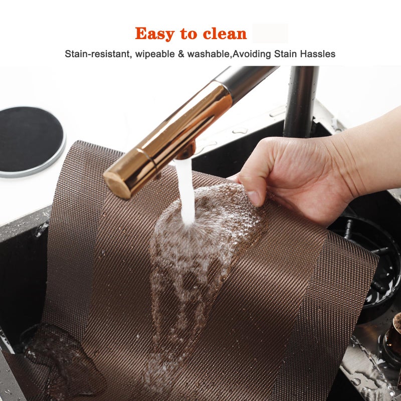 Bxzandya Placemats Set of 8,Washable,Heat and Stain Resistant Indoor/Outdoor Place mats,Vinyl Woven Non Slip Table Mats for Restaurant Table Protection,PVC Placemats(Brown,8PCS) - Image 5