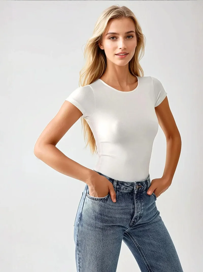 HICCUP Slim Fit Crew Neck Knitted Bodysuit