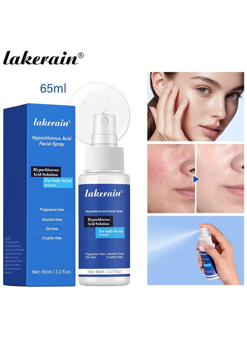 lakerain Hypochlorous Acid Spray for Face and Skin, Non-Irritating Hypochlorous Acid Spray & Eyelid Cleanser Solution to Remove Oil & Debris, Acne, Piercing Aftercare, Calm Redness, 2.2 fl oz - Image 1