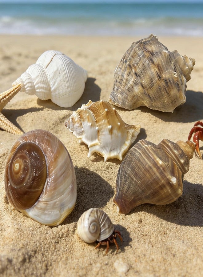 MOASIOP 5PCS Large Hermit Crab Shells Natural Turbo Seashells 2.56-3.9 inch Opening 1.5-2.5 inch for Hermit Crab Supplies Beach Decor - Image 4