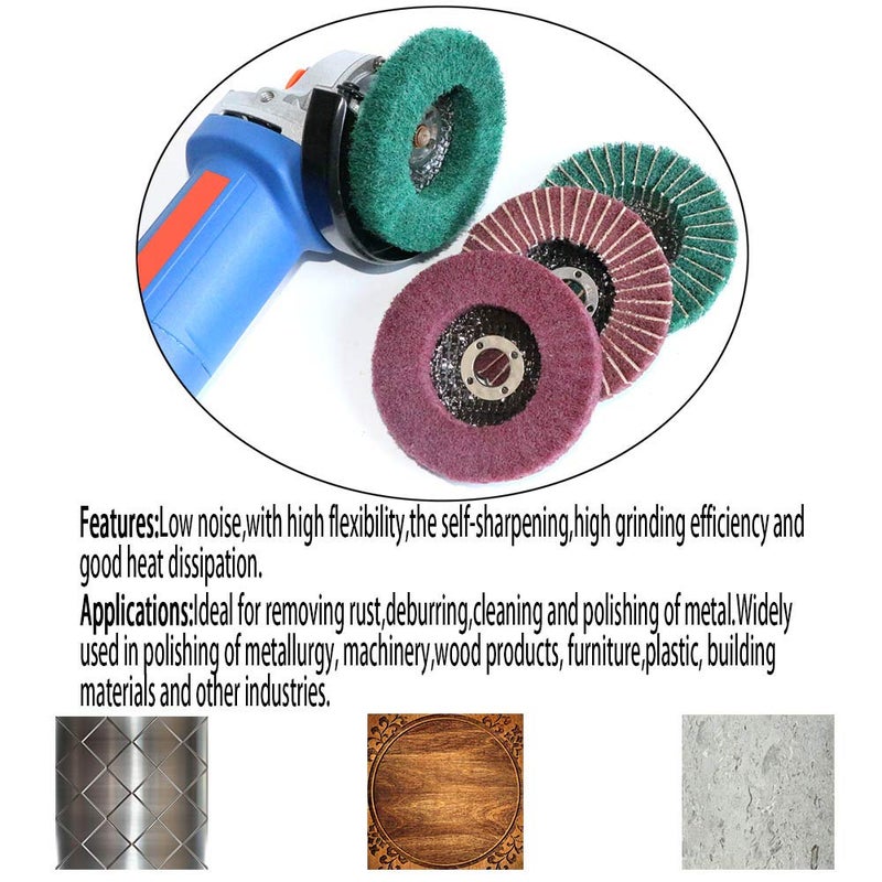 FPPO 5Pcs 4.5" x 7/8" Nylon Fiber Flap Disc Polishing Grinding Wheel,Scouring pad Buffing Wheel for Angle Grinder, Polishing Tools (Grit 240) - Image 4
