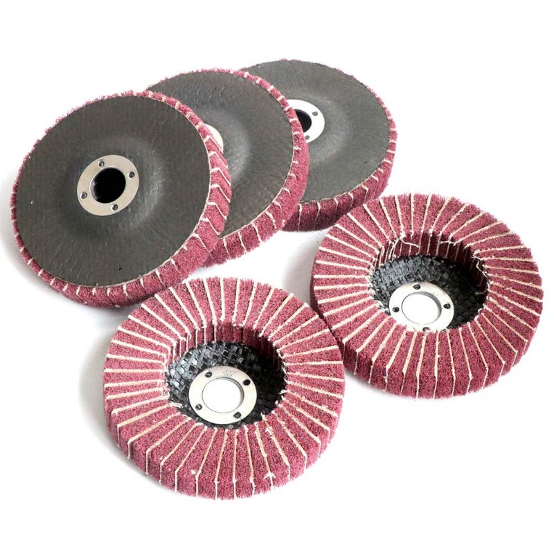 FPPO 5Pcs 4.5" x 7/8" Nylon Fiber Flap Disc Polishing Grinding Wheel,Scouring pad Buffing Wheel for Angle Grinder, Polishing Tools (Grit 240) - Image 3