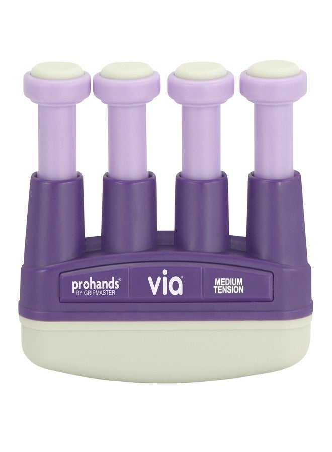 Prohands VIA Hand Exerciser, Finger Exerciser (Hand Grip Strengthener), Spring-Loaded, Finger-Piston System, Isolate and Exercise Each Finger, (6 lb Medium Tension, Purple-Via) - Image 1