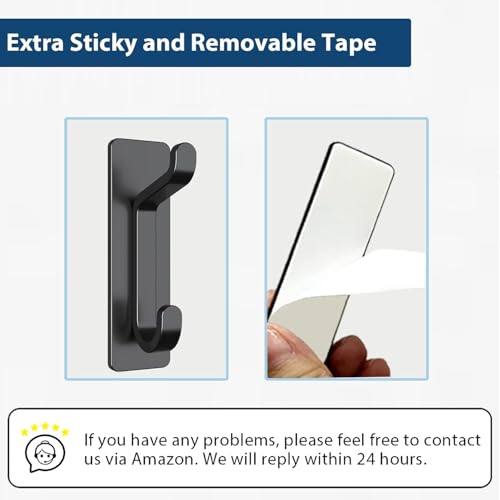 pickpiff Wall Hooks for Coat and Towel: 13LB Adhesive Door Hanger Stick on, Black 6 Pack - Image 5