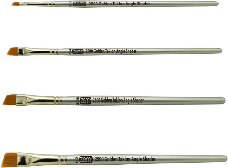 ZEM Brush Golden Taklon Angle Shaders Brush Set Sizes 1/8", 1/4', 3/8", 1/2" - Image 2