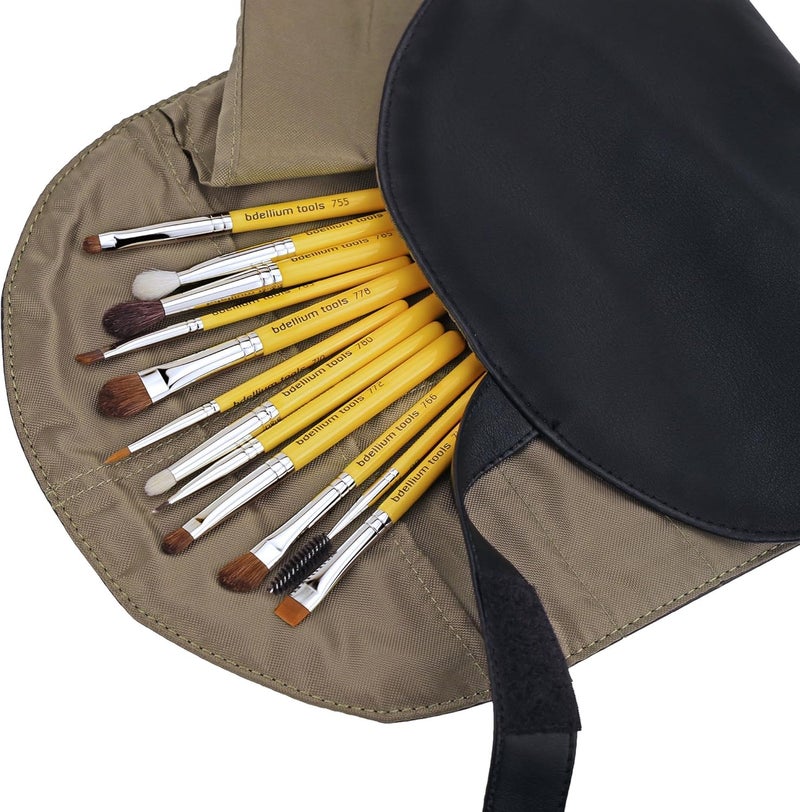 Bdellium Tools Travel Line Eye Set - 12 Piece Makeup Brush Set with Roll-up Pouch - Image 4