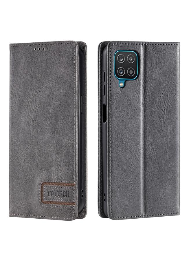 S-TOP Case For Samsung Galaxy A12 / M12 / F12 TTUDRCH RFID Retro Texture Magnetic Leather Phone Case - Image 1