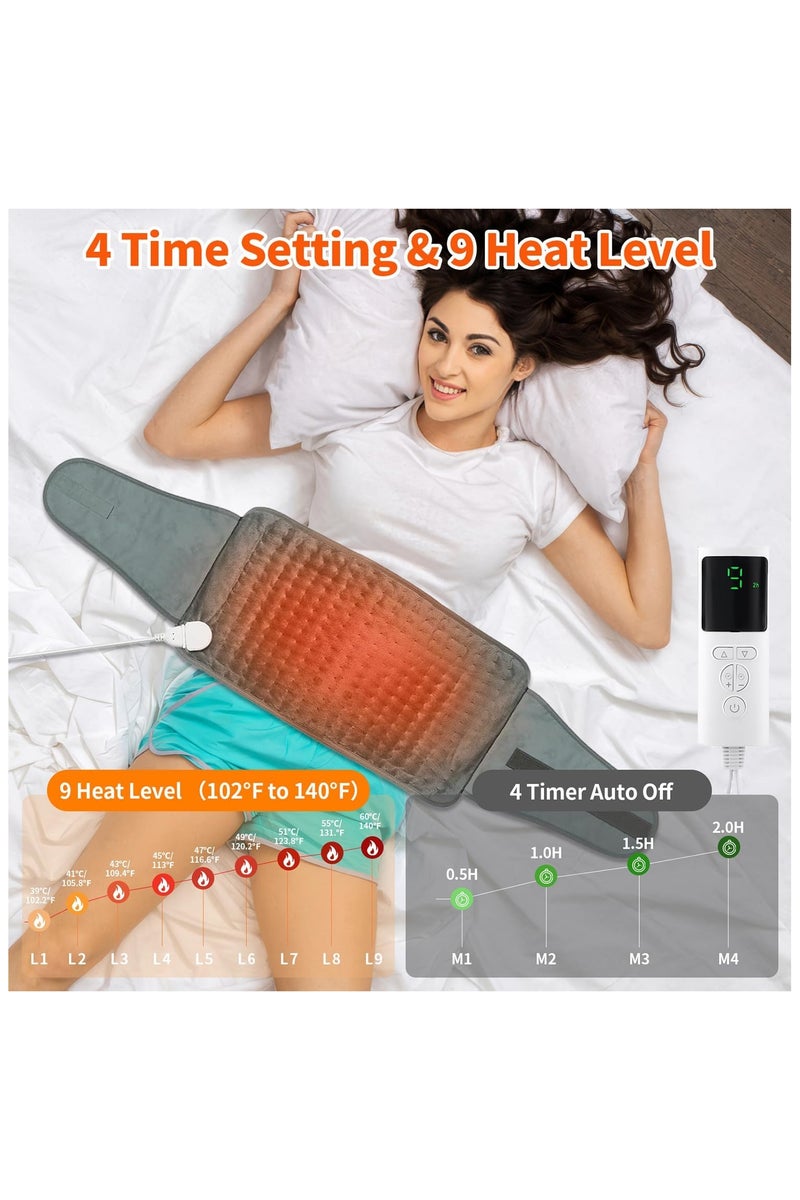 PANDA JOJO Heating Pad for Back Pain Relief Period Cramps, Electric Wearable Heating Pad for Neck Shoulder, Menstrual Waist Heat Pad Wrap Belt with 9 Heat Level, 4 Timer Setting - Image 3